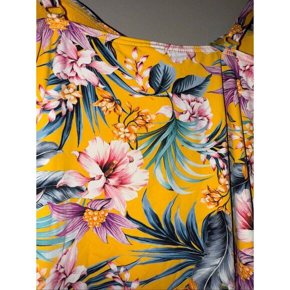 Niptuck Swim Size 10 Multifit Cup One Piece Swimsuit Golden Floral Tropical - Picture 6 of 8